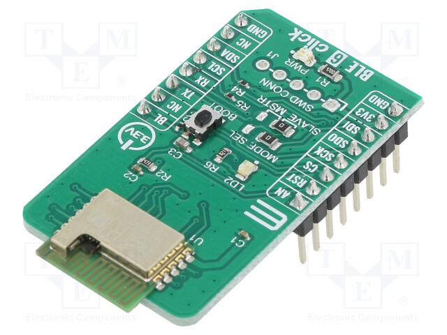 Click board; Bluetooth; GPIO,I2C,SPI,UART,analog; BlueNRG-M2