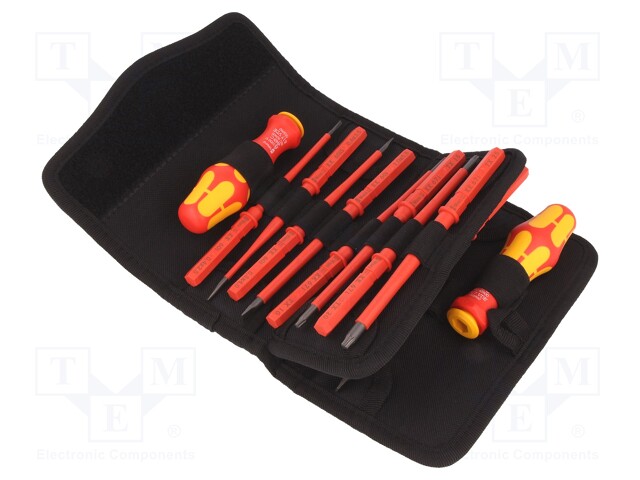 Screwdriver bits; Pcs: 16; 15pcs; insulated; Package: case; 1kVAC