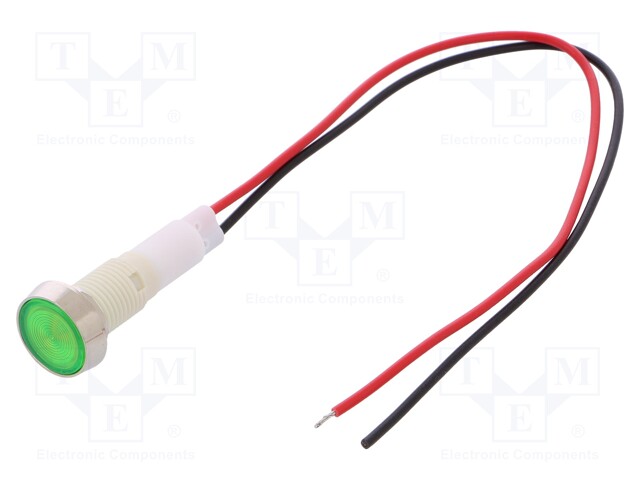 Indicator: LED; flat; 110VDC; 110VAC; Cutout: Ø10mm; 200mm leads