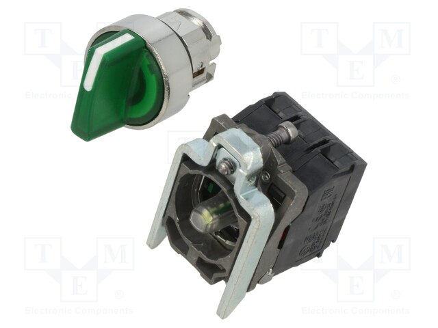Switch: rotary; 22mm; Stabl.pos: 3; NC + NO; green; LED; 230V; IP66