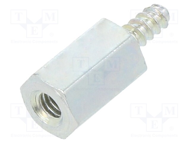 Screwed spacer sleeve; Int.thread: M2,5; 8mm; Ext.thread: ST2,2