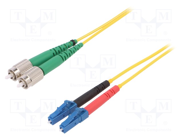 Fiber patch cord; FCA,LC; 1m; Optical fiber: 9/125um; yellow