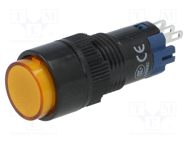 Switch: push-button; Pos: 2; SPDT; 0.5A/250VAC; 1A/24VDC; orange