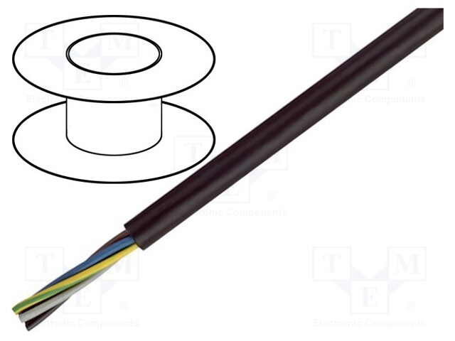 Wire; H07RN-F; stranded; Cu; 5G6mm2; LSZH; black; 450/750V; Class: 5