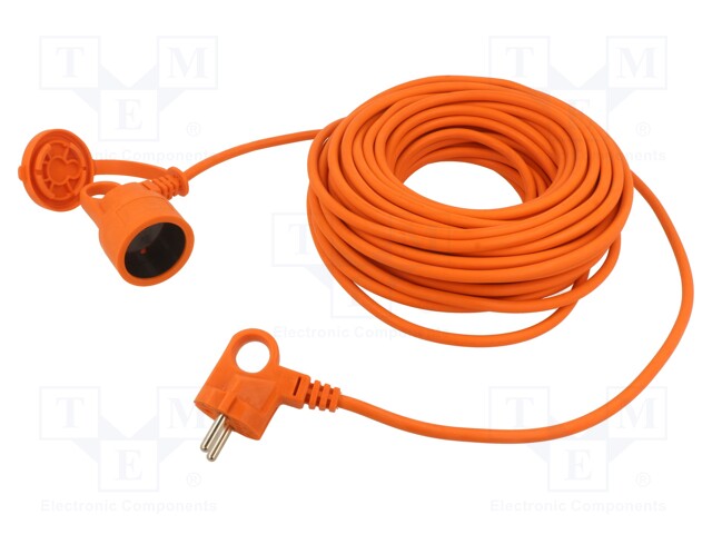 Extension lead; Sockets: 1; PVC; orange; 2x1,5mm2; 25m; 16A