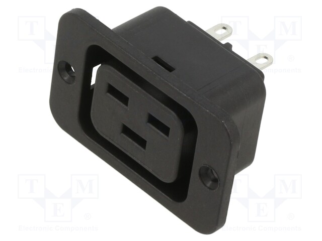 IEC Power Connector, IEC C19 Outlet, 20 A, 250 VAC, Quick Connect, Snap-In, 4797 Series