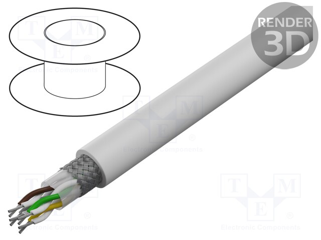 Wire: data transmission; chainflex® CFCLEAN3; 5x2x0.14mm2; white