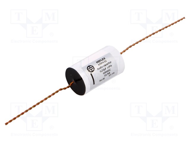 Capacitor: copper-polypropylene; 0.22uF; 600VDC; ±2%; Ø25x39mm