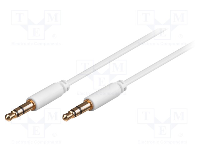 Cable; Jack 3.5mm 3pin plug,both sides; 0.5m; white; Øout: 2.6mm