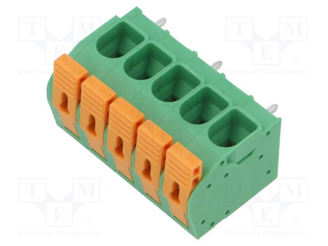 PCB terminal block; 7.5mm; ways: 5; angled 90°; terminal; on PCBs