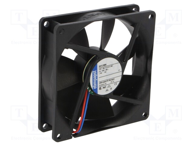 Fan: DC; axial; 92x92x25mm; 94m3/h; 36dBA; slide bearing; 3000rpm