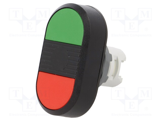 Switch: double; Stabl.pos: 1; 22mm; green/red; Illumin: none; IP66