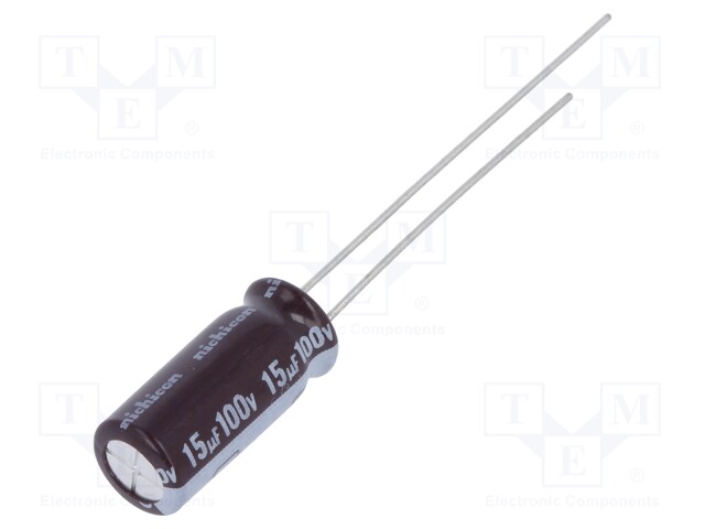 Capacitor: electrolytic; low impedance; THT; 15uF; 100VDC; ±20%