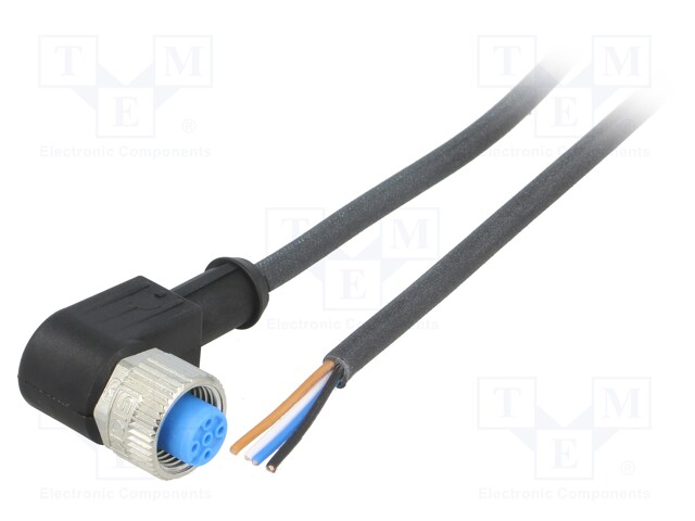 Connection lead; M12; PIN: 4; angled; 2m; plug; 250VAC; 4A; -40÷80°C