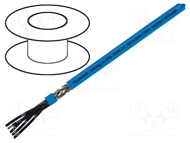 Wire; OZ-BL-CY; 4x1,5mm2; tinned copper braid; PVC; blue; 300/500V