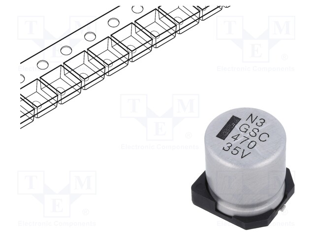 Capacitor: electrolytic; SMD; 470uF; ±20%; -55÷105°C; Series: GSC