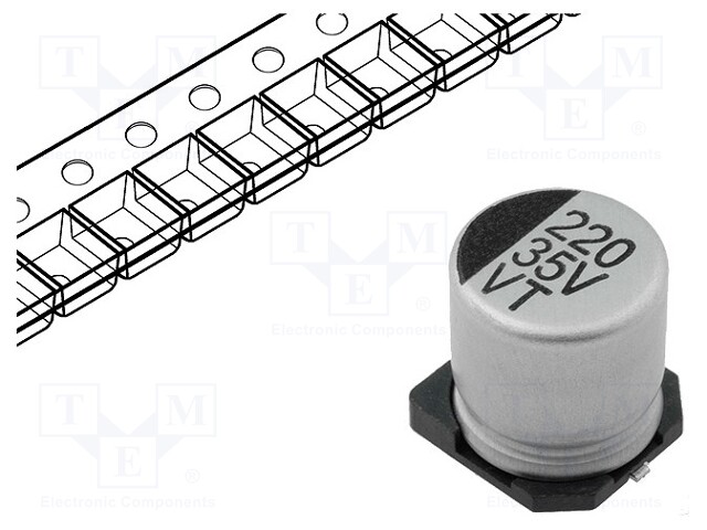 Capacitor: electrolytic; SMD; 220uF; 35VDC; Ø10x10.5mm; ±20%; 2000h