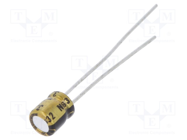 Capacitor: electrolytic; THT; 3.3uF; 50VDC; Ø4x5mm; Pitch: 1.5mm