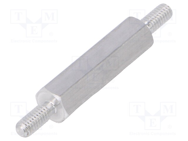 Screwed spacer sleeve; 18mm; Ext.thread: M2,5; hexagonal