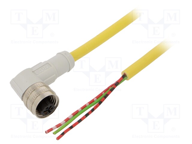 Connection lead; M12; PIN: 3; angled; 10m; plug; -25÷70°C; IP67