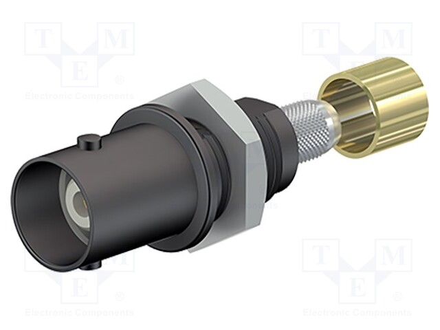 Connector: socket; BNC; black; Connection: screwed,crimped