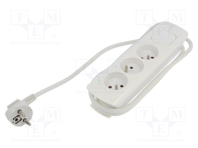 Plug socket strip: protective; Sockets: 3; 230VAC; 10A; 1.4m