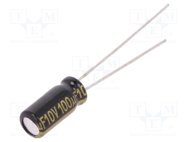 Capacitor: electrolytic; low impedance; THT; 100uF; 10VDC; Ø5x11mm