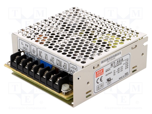 Power supply: switched-mode; modular; 46.5W; 5VDC; 99x97x36mm