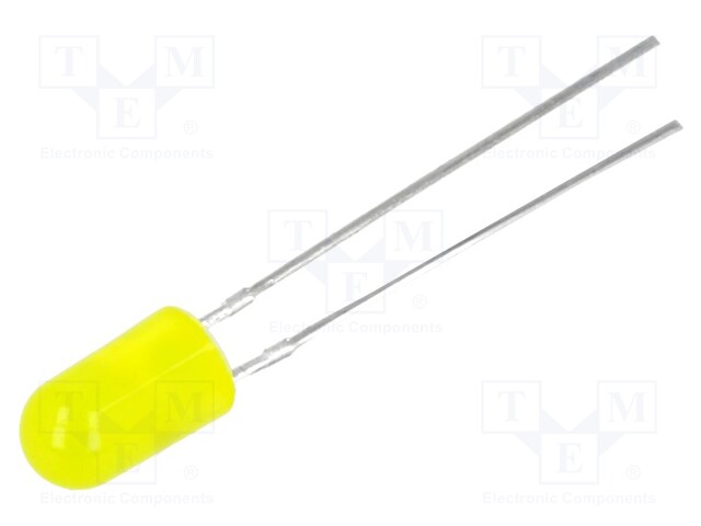 LED; 5mm; yellow; 100÷150mcd; 30°; Front: convex; without flange