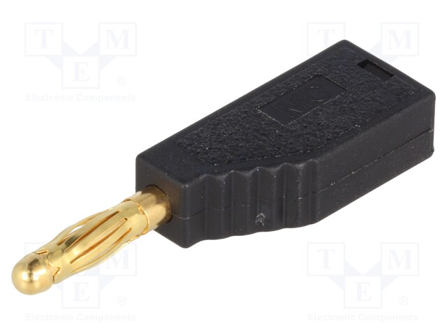 Plug; 4mm banana; 19A; black; with axial socket