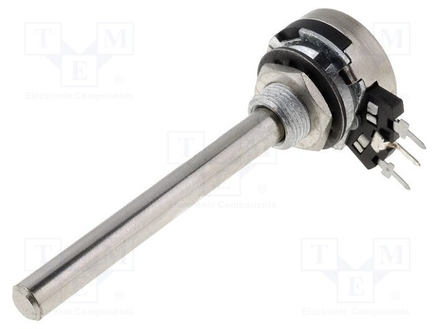 Potentiometer: shaft; single turn; 100kΩ; 100mW; THT; 6mm; metal