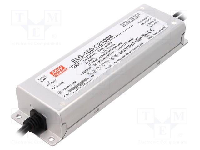 Power supply: switched-mode; LED; 151.2W; 36÷72VDC; 2100mA; IP67