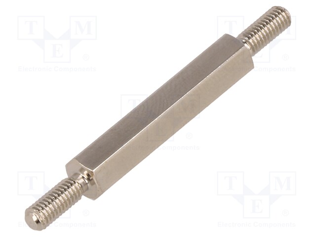 Screwed spacer sleeve; 25mm; Ext.thread: M3; hexagonal; brass