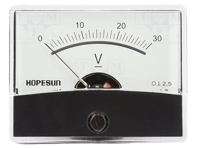 Voltmeter; analogue; on panel; 0÷30V; Class: 2,5; 60x47mm