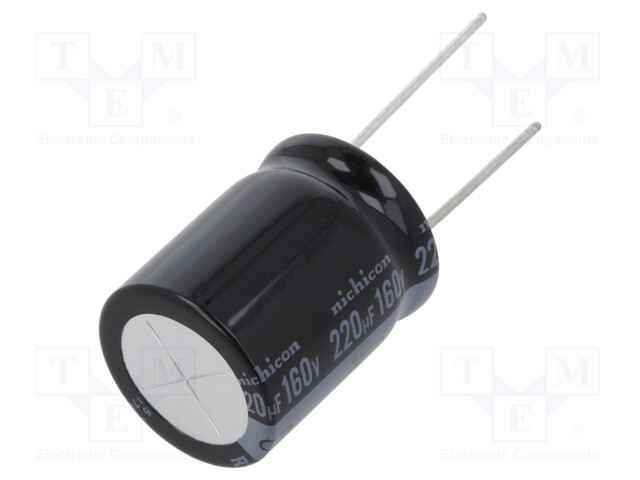 Capacitor: electrolytic; THT; 220uF; 160VDC; Ø20x25mm; Pitch: 10mm