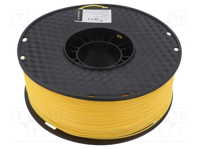 Filament: TPE; 1.75mm; yellow; 190÷240°C; 1kg; flexible