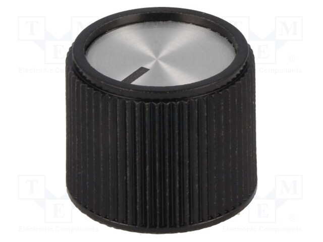 Knob; with pointer; aluminium,thermoplastic; Shaft d: 6mm; black