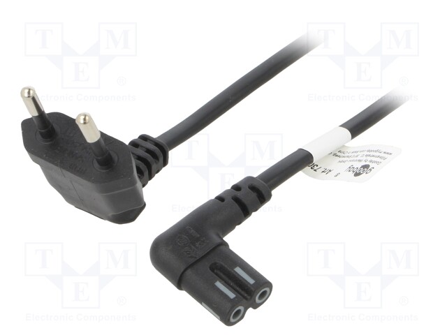 Cable; CEE 7/16 (C) plug angled,IEC C7 female angled; PVC; 1m