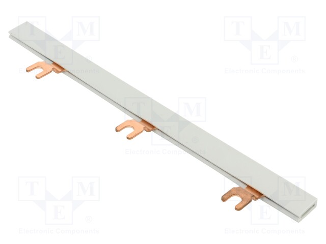 Busbar; 16mm2; Poles: 4; Urated: 400V; fork; Pitch: 18mm; L: 210mm; PVC