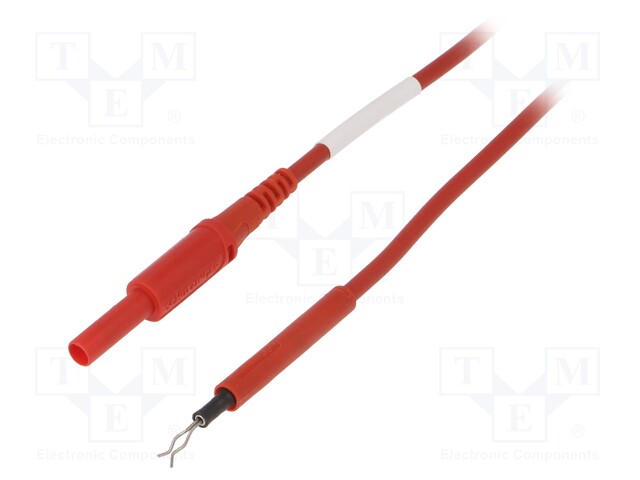 Test lead; PVC; 1m; red; 19A; Structure: 4mm banana plug-probe tip