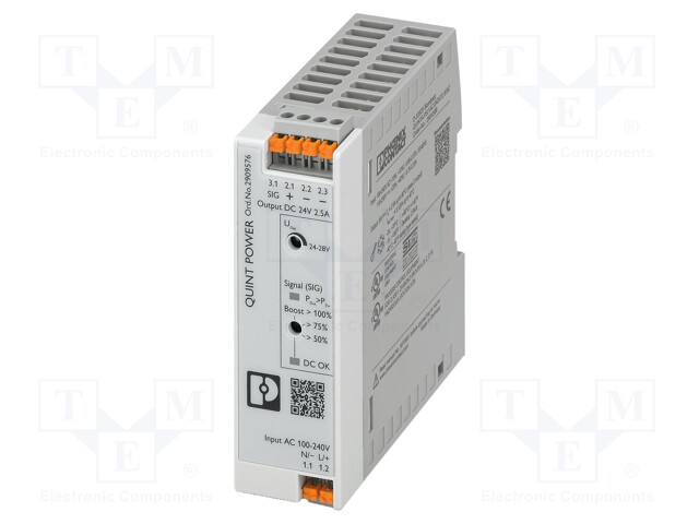 Power supply: switched-mode; 60W; 24÷28VDC; 24VDC; 2.5A; IP20; 244g