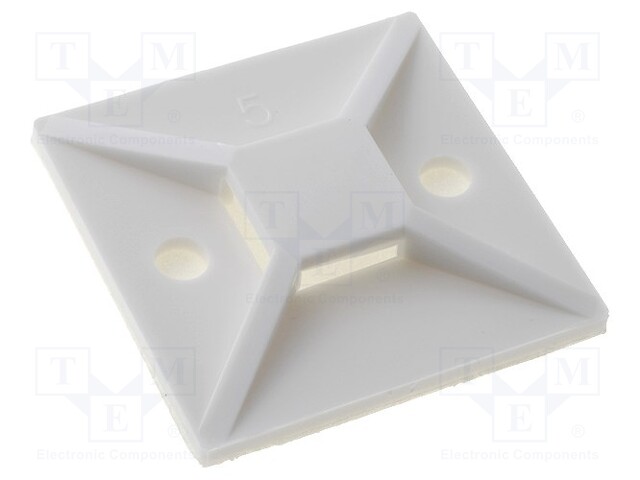 Self-adhesive cable holder; polyamide; UL94V-2; white; FH: 4.7mm