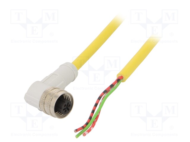 Connection lead; M12; PIN: 3; angled; 2m; plug; -25÷70°C; IP67