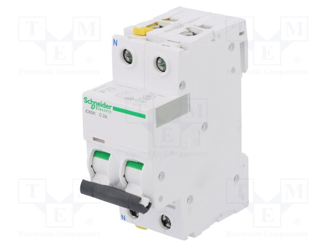 Circuit breaker; 400VAC; Inom: 2A; Poles: 1+N; DIN; Charact: C; 10kA