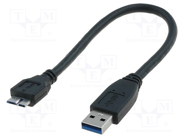 Cable; USB 3.0; USB A plug,USB B micro plug; nickel plated