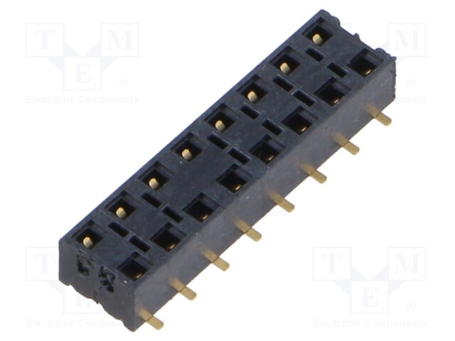 Connector: pin strips; female; PIN: 16; 2.54mm; gold-plated; SMT