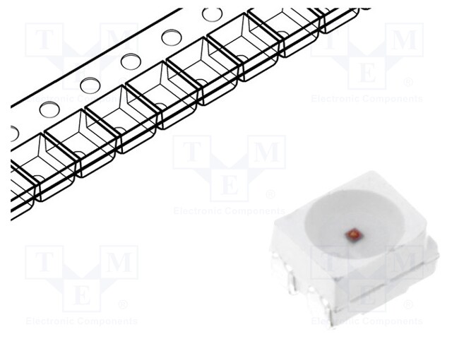 LED; SMD; 3528,PLCC4; red; 1560÷1800mcd; 3.5x2.8x1.9mm; 120°; 50mA