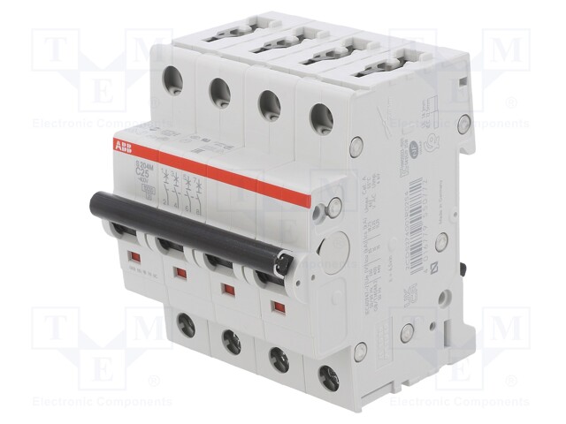 Circuit breaker; 400VAC; Inom: 25A; Poles: 4; DIN; Charact: C; 10kA