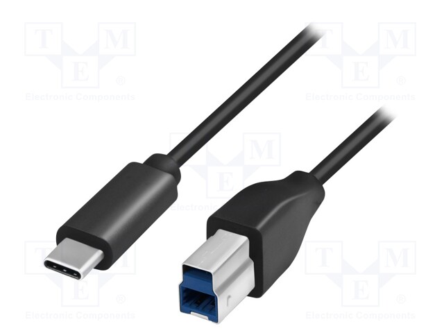 Cable; USB 3.0; USB B plug,USB C plug; 1m; black