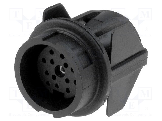 Socket; DIN; female; PIN: 12; for panel mounting,snap fastener